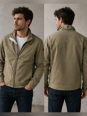 Timberland Olive Canvas Jacket w/ SmartWool Lining | Rugged Utility Coat Men’s M